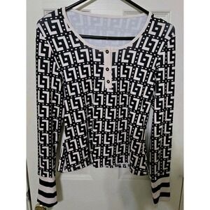 Merkari Women's Sweater;‎ Size Small Geometric Design Brown/Cream NWOT